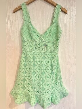 NWT Sage & Paige Falling Fast Lace Mini Dress Apple Green Size Small